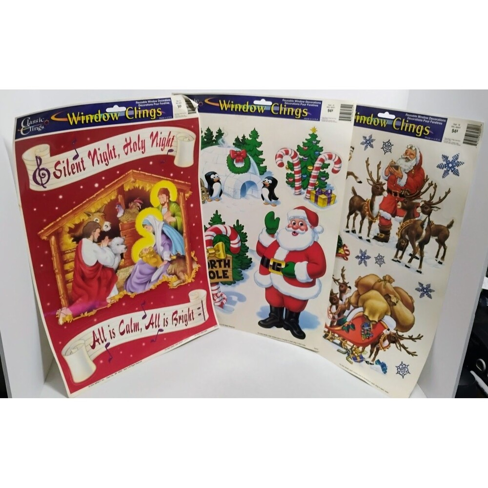 VINTAGE 00'S IMPACT CLASSIC CLINGS CHRISTMAS NATIVITY VINYL WINDOW DECALS NOS